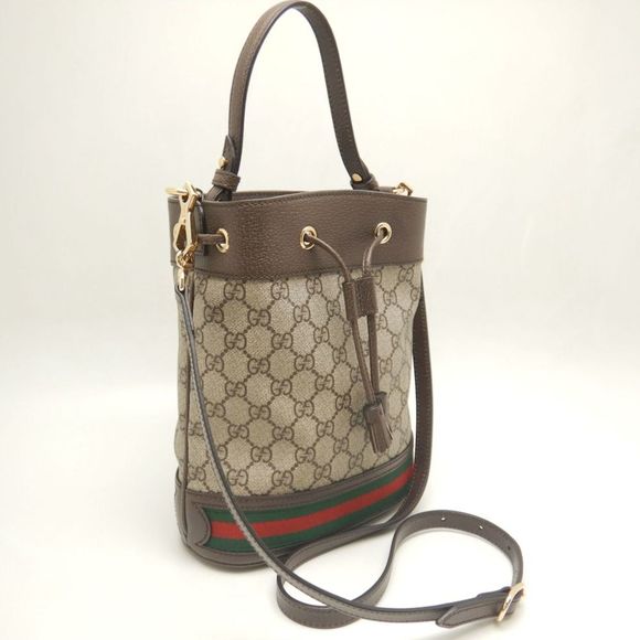 GUCCI Ophidia Small Bucket 550621 Shoulder Bag GG Supreme Canvas Beige Brown - Picture 2 of 10